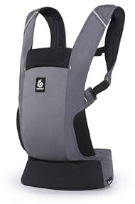 Ergobaby Away Babytrage, Reisetrage für Babys und Kleinkinder (5,4-15,9 kg), 2-Positionen Bauchtrage Rückentrage Baby Tragetasche, Graphite Grey