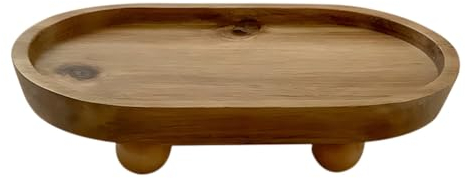 HOLIDYOYO Natural Serving Tray Wooden Desk Accessory Key Organizer Perfume Holder Vanity Tray Rustic Decorative Tray