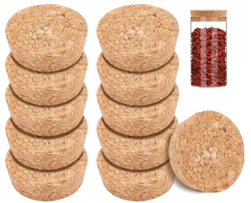 BENECREAT 12 Stück Kork-Flaschenverschlüsse, Korkstopfen Ersatzkorken Für Weine, Dekorative Flaschen, Gläser, Kunst, Diy Handwerk, 57mm Im Durchmesser