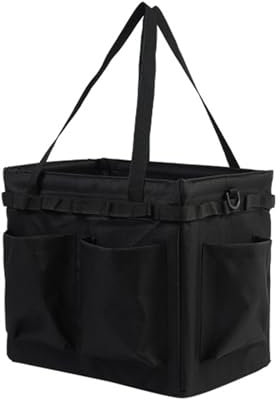 Bolsa de Transporte de Camping, Bolsa de Almacenamiento de Picnic de múltiples Bolsillos Multi Funcional y de Gran Capacidad con Orificios Colgantes Multitool Outdoor-Organizer,Negro,Without Lid