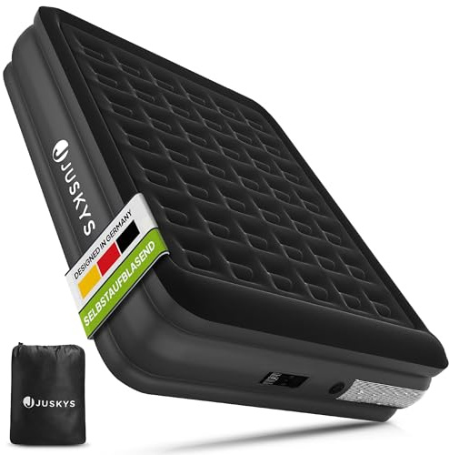 Juskys Matelas Gonflable Sapri L en Noir - Lit Gonflable 2 Personnes Auto-gonflant - Matelas Gonflable pour invité ou Camping - Pompe intégrée