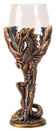 Pacific Giftware The Reptilian Eye Dragon Wine Glass Goblet Chalice 7oz Medieval Dungeons and Dragons Wine Cup Gift with Green Reptilian Eye Design (Yellow Medieval Dragon Blade)