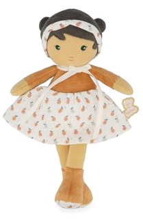 KALOO - Tendresse - La mia prima bambola di stoffa Eloïse - Bambola di pezza 25 cm - Abito in velluto a coste e mussola - Graziosa confezione regalo - Nastro personalizzabile - Fin dalla nascita