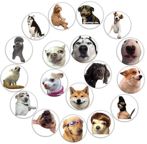 GTOTd Cute Dog Hund Pins Set Buttons Anstecker (18 Stück 3.8 cm) | Funny Meme Lustige Pins Brooch Badges Party Dekoration für Kleidung Taschen Rucksack Jacken Zubehör Crafts Decor Teens