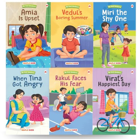 Story Books for Kids - Graded Reader 3 (Illustrated) (Set of 6 Books) - Emotions - Feelings - Sad, Shy, Fear, Happy, Angry, Boring - Grandma Stories - Age 3+ - Read Aloud to Infants, Toddlers