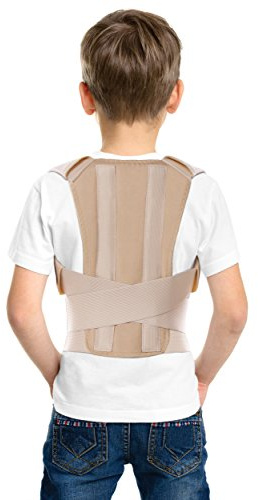 TOROS-GROUP Haltungskorrektur Rücken Geradehalter, Verstellbar Geradehalter zur Haltungskorrektur Kinder Haltungstrainer Rückenstütze mit Weich Schulterpolstern für Kyphose Buckelrücken X-Small Beige