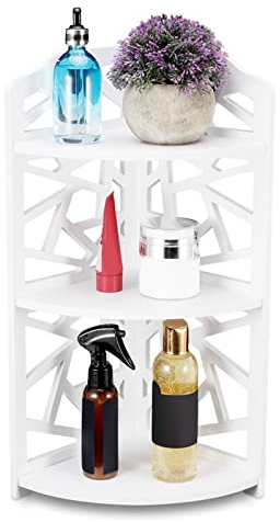 Etagère d'angle Salle de Bain, meuble douche,meuble d'angle salle de bain,Meuble d'angle Salle de Bain Caddy de Douche d'angle à 3 Niveaux Etagère de Douche pour Shampooings, Gels Douche, 18x18x47cm