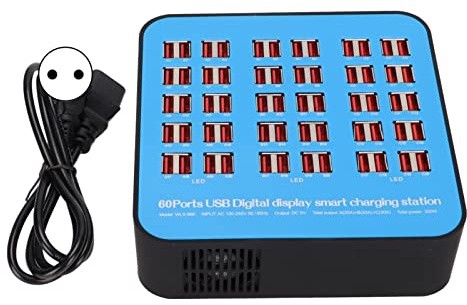 Multi-USB-laddare 60 portar Bordsladdare Laddningsstation Travel Stationär USB-snabbladdare 100‑240V 300W(EU)