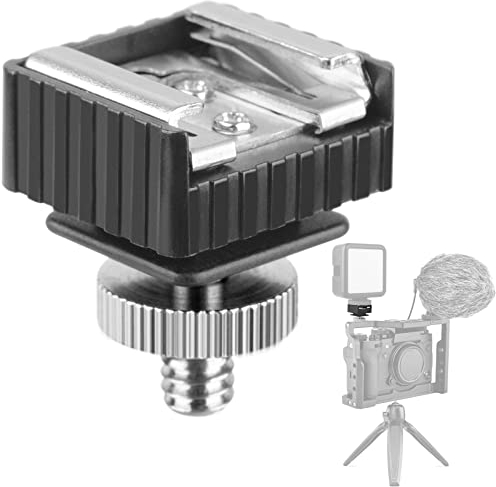 Hot Shoe Mount Adapter to 1/4 Screw Cold Shoe Mount Bracket with 1/4-20 Male Tripod Screw Adapter for Light Stand, Flash Holder, Umbrella Bracket, Ballhead