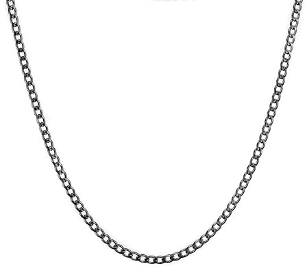 RWQIAN Kubanische Halskette Herren 4mm/6mm/9mm Edelstahl Panzerkette Herren Link Chain Cuban Kette Silber/Gold/Schwarz Hip-Hop Kette Länge 46CM/51CM/55CM/61CM