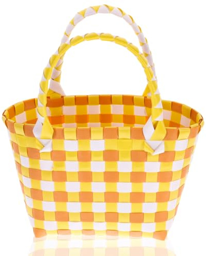 MUCKLILY Geflochtener Aufbewahrungskorb Mit Griff 25X21X10Cm Kleiner Stabiler Einkaufskorb Für Haushalt Küche Picknick Obst Und Snacks Organizer