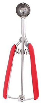 Knadgbft Cuillère à crème glacée en acier inoxydable de 3 cm, cuillère à fruits, purée de pommes de terre, outil de cuisine - rouge