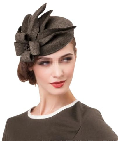 Dvbfufv Fascinators für Damen, eleganter Pillbox-Hut, Wollfilz, Hüte, Vintage, Hochzeit, Fedoras, Damen, Kirche, formelle Kappen, braun, Einheitsgröße