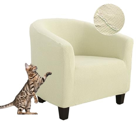 Morbuy Sesselbezug Stretch, Wasserdicht Sessel Überzug Universal Sesselhussen Waschbar Sesselüberzug Hussen Cocktailsessel Clubsessel Überzug Weich & Elastisch (Beige)
