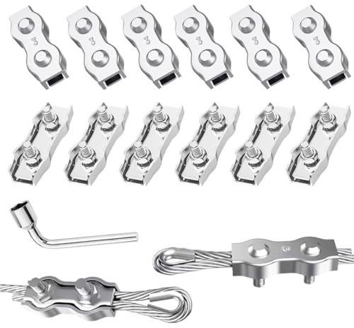 Abrazadera de Cable Abrazadera Dúplex M3 12pcs Abrazadera de Cuerda Para Cable De Kit de Suspensión de Cuerda Tendedero (M3)