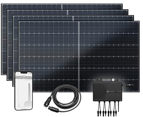 flex-energie Balkonkraftwerk Komplettset 1800Wp I 4x450Wp Solarmodule, EVT2000SE Wechselrichter & 5m Kabel I Bifaziale Solaranlage zur Energiegewinnung I Leistung drosselbar auf 800W