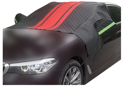 CGEAMDY Inverno Telo Parabrezza Antigelo Ripiegabile Copertura Parabrezza Auto Ghiaccio, Copri Parabrezzas Auto Antighiaccio Pioggia Polvere, Copertura Invernale Parabrezza Rimovibile(Nero Rosso)