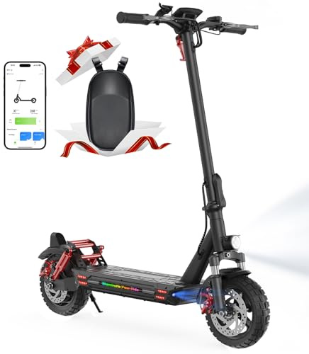 iScooter Scooter eléctrico Adulto 10 con cerraduras electrónicas, autonomía 40-45 km, MAX 25 km/h, Control App, Patinete eléctrico Adulto Plegable, Carga 150 kg, Bolsa