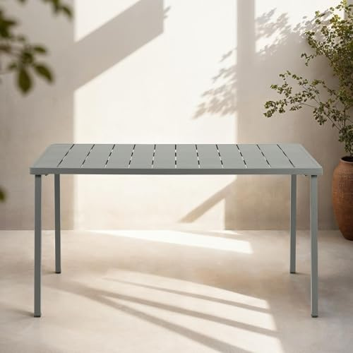 IDIMEX Gartentisch Azalea 140x80cm, grau - Outdoor Tisch wetterfest für Garten Balkon & Terrasse, Terrassentisch für 6 Personen, Stabil & pflegeleicht Tisch für draußen