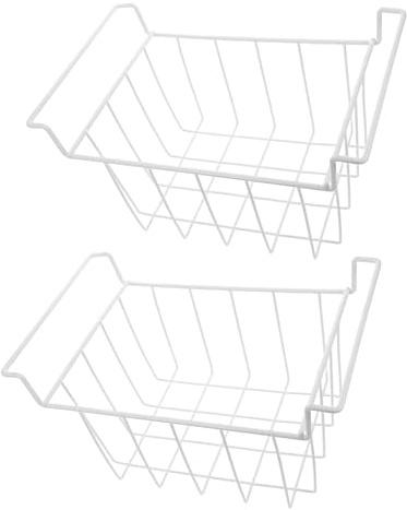 Hemobllo 2 Piezas Organizador para Congelador Cestas Metálicas Profundas Colgantes para Refrigerador y Congelador de Cofre Canastas de Alambre para Frutas Verduras Snacks y Carnes
