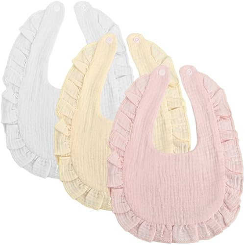 DIPZO Baby-Muslin-Sabberlätzchen, Dribble-Lätzchen für Neugeborene und Kleinkinder 0-24 Monate, 3er-Pack, weich und absorbierend für Unisex Neugeborene und Kleinkinder