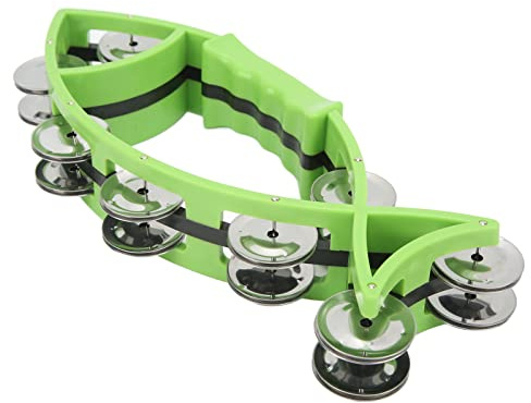 Jonlaki Fischförmiges Zweireihiges Jingles-Schlaginstrument für Kinder – Sicheres und Unterhaltsames Musik-Lernspielzeug, Grün (Green)