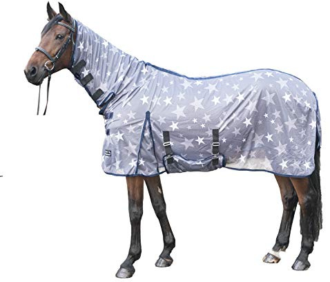 HKM Stars Combo Fliegendecke grau/weiß rückenlänge 135 cm
