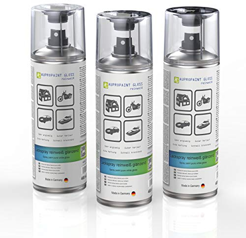 AUPROTEC Lackspray AUPROPAINT GLOSS weiß glänzend Sprühlack Glanzlack Auto Lack Spray 3x 400ml
