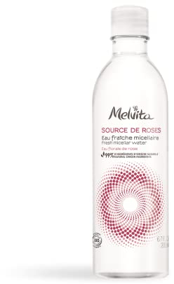 Melvita, Acqua micellare fresca Source de Roses, Formula vegana 99% di origine naturale, Certificazione biologica, Deterge e strucca delicatamente le pelli sensibili, 200 ml