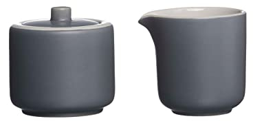Ritzenhoff & Breker Milch- und Zuckerset Jasper, Grau, Milchkännchen & Zuckerdose aus Keramik, Außenseiten mit Mattglasur und Soft-Touch-Haptik