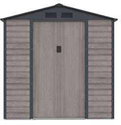 Vente-unique-Caseta de jardín Metal de Acero galvanizado Efecto Madera Gris 2,79 m² - ADELMO