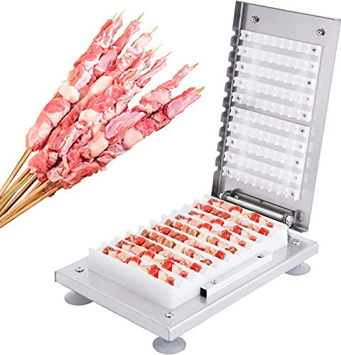 BAtlam Edelstahl-Fleischspieß-Maschine, Maschine, einfacher Grillspieß-Hersteller, 10-Loch-manuelles Küchenwerkzeug, manuelles Kebab-Küchenwerkzeug für BBQ-Grilling-Kit