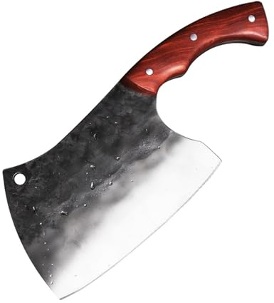 FBITE Couteau de chef fait à la main, lame en acier plaqué dur, couperet chinois d'abattage de boucher for couteaux de cuisine