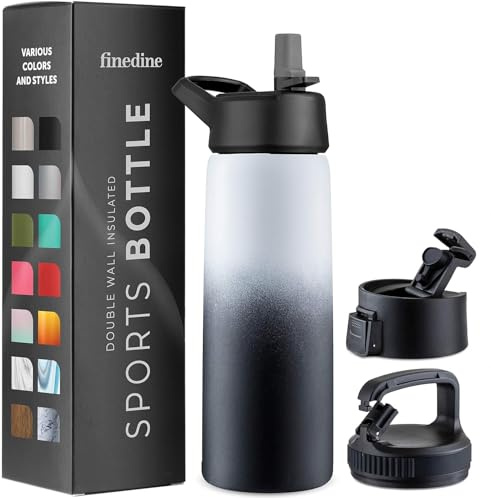 GARUET 750ml Triple Walled, Insulated Water Bottles with Straw - Stainless Steel Metal Bottle W/ 3 Leak Proof Lids - For Travel, School, Sports, Gym/Men, Women (Dreamy Black-white)
