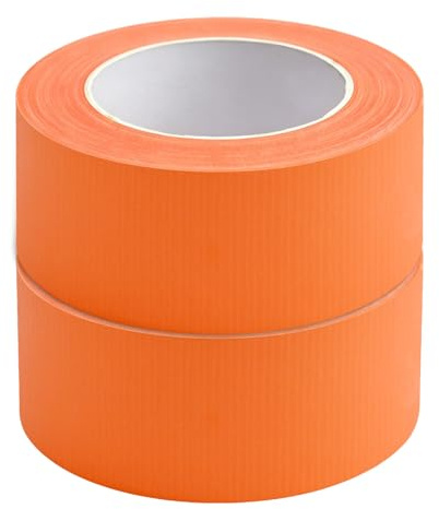ASSRECT 2 Rollos Cinta Americana Naranja 48mm x 30m, Cinta de Tela Adhesiva Impermeable, Fácil de Rasgar sin Residuos, Ideal para Reparar, Fijar, Bricolaje, Interior y Exterior