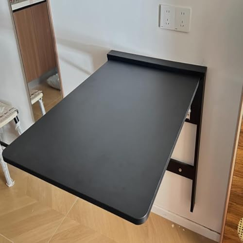 ZIUSFAC Tavolo da Pranzo da Parete Tavolino Pieghevole A Parete Scrivania A Muro Tavolo da Lavoro da Parete Tavolino A Muro per Sala da Pranzo Camera da Letto(Black)