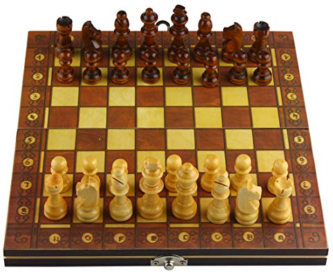 Andux Magnetische Holzfaltung Schachset GJXQ-03 (13,3 x 13,3 Zoll)