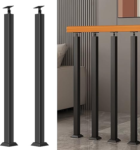 85/90/100 cm Treppengeländerpfosten zur Frontmontage, für den Innen- und Außenbereich, um 270° verstellbare Metallgeländerpfosten, Treppengeländer mit Schraubenset für Terrasse, Balkon und Veranda