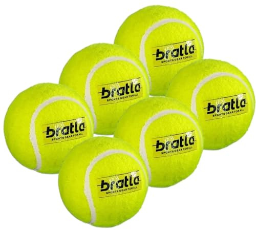 Bratla Heavy Tennis Cricket Ball 120-130g - Pack of 6 | Hard Tennis Balls for Softball Cricket Games