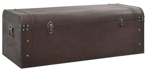 vidaXL Treasure Chest with Latches - Dark Brown Retro Storage Box - Plywood & Fir Veneered Engineered Wood - Coffee Table - 110x50x39.5 cm - Living Room/Bedroom Furniture