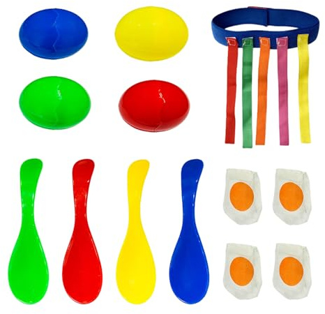 EHDWXVZM 4 Set di Set di cucchiai per bilanciare, 1 Set di Oggetti di Scena per strappare la Coda, 5 Code, Set da Gioco all'aperto, Cucchiaio con Strumento di Gioco per bilanciare Le Uova