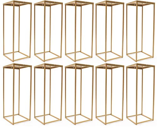 DAOHHFO 10 × Blumenständer Metall, 30×30×80 CM Modern Gold Blumenhocker Metall-Blumenständer Blumensäule Hochzeit Dekoration für Dekoration in Wohnzimmer Schlafzimmer oder Büro