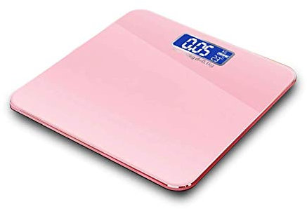 HOUDISAM Balance de Poids corporel numérique avec Affichage LED Ultra Mince Coin Rond Design pour Salle de Bain Gym Yoga Studio, 396 LB(Pink)