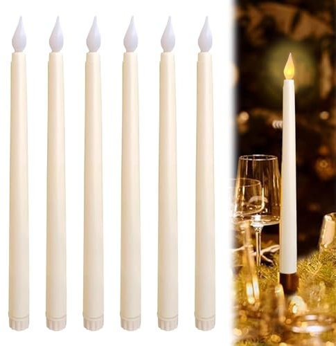 Bougie LED,6Pièces Électrique Flamme Vacillante Bougie Chandelier LED,Fausses Bougies Décorative,Blanc Bougies LED pour Pâques,Anniversaire,Noël,Fête D'anniversaire,Mariage