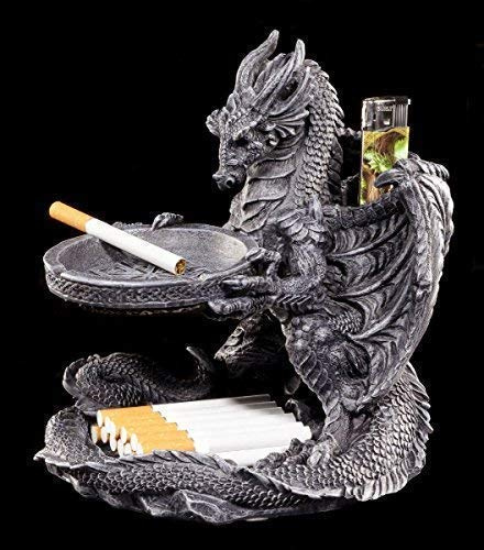 Cenicero con figura de dragón con soporte para encendedor y estante decoración gótica