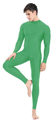speerise Mens Spandex Bodysuit Long Sleeve Unitard Zipper Dance Leotard Bodysuit for Men Costume