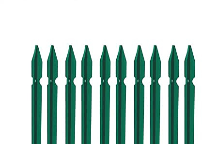 10 PZ Palo paletto in ferro a T 35x35x3,5 mm plastificato verde per rete recinzione metallica TUTTE LE MISURE - MADE IN ITALY … (H 250 cm)
