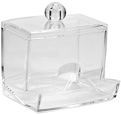 AUNMAS Bastoncillo de algodón Caja Q-tip Organizador de almacenamiento de maquillaje Dispensador transparente cosmético Estuche de plástico Caja transparente para el hogar