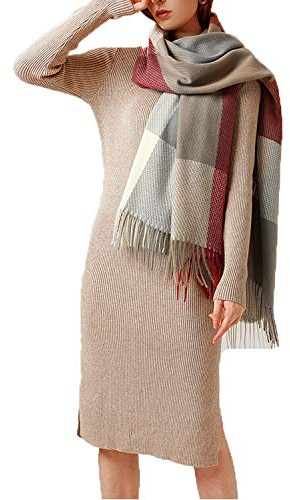 YAMEE Schal Damen winter XXL Karo Winterschal herbst Damen Schultertuch Weiche Schals Frauen Deckenschal Poncho kariert Langer Schalcape Deckenschal 70CM*180CM