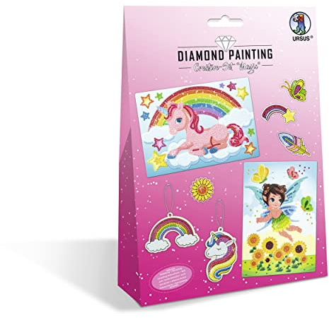 Ursus 43510001 – Diamond Painting Creative Set Magic, pysselset för barn för kreativ utformning av bilder, hängen och klistermärken med diamanter